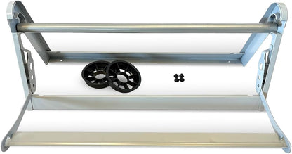 30" Roll Paper Dispenser with Cutter - Wall Mount or Desktop Metal Straight Edge Cutter - Fits Craft Paper Roll, Freezer, Wrapping, Butcher Papers, or Cling Film - Non-Sharp Edge, Grey