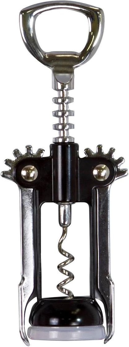 Evriholder Winged Corkscrew for Wine Bottles, Easy Manual Cork Remover, Multi-Purpose Opener for Beer and Soft Drinks, Ergonomic Handle, Stainless Steel, Dishwasher Safe, Black