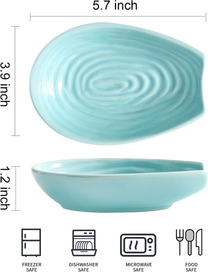 Hasense Spoon Rest for Stove Top - Blue Swirl Pattern Spoon Holder for Stove, Heat-Resistant Spoon Rest for Kitchen Counter, Ceramic Cooking Utensil Rest Ladle Holder for Spatula or Tong, 5.7 Inch