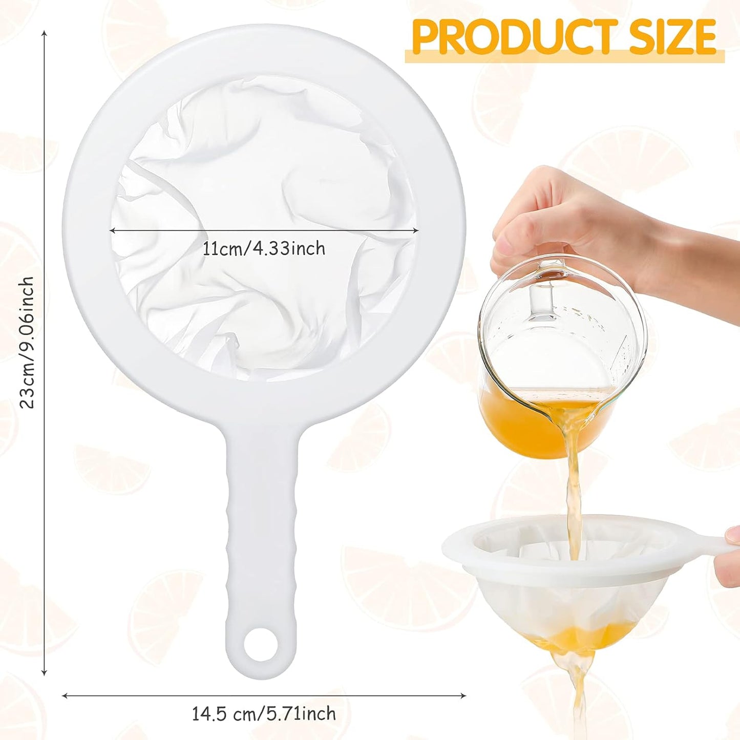 Zopeal 2 Pcs 9" Ultra Fine Mesh Strainer for Kefir Grains Plastic Juice Strainer Food Colander Greek Yogurt Sieve Large Capacity Filter for Kombucha Cold Brew Coffee Shrimp Separation(80/300 Mesh)
