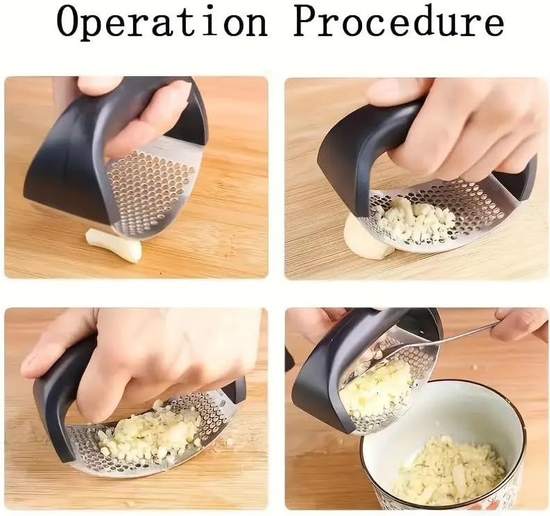 Manual Garlic Crusher – Ergonomic Stainless Steel Press with Non-Slip Handle for Smooth, Even Mincing