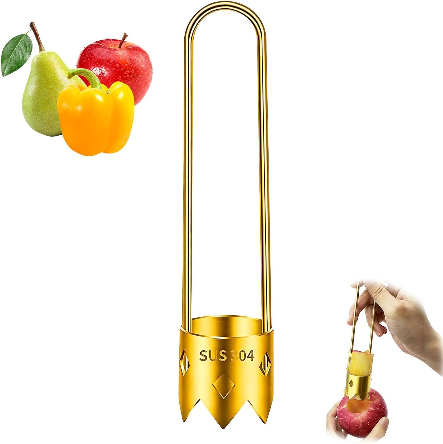 2 PCS Red Bell Pepper Corer - Pepper, Pineapple, Pear, Apple Corer - 304 Stainless Steel, Rust Resistant, Designed for a Wide Range of Fruits and Vegetables - Easy to Clean
