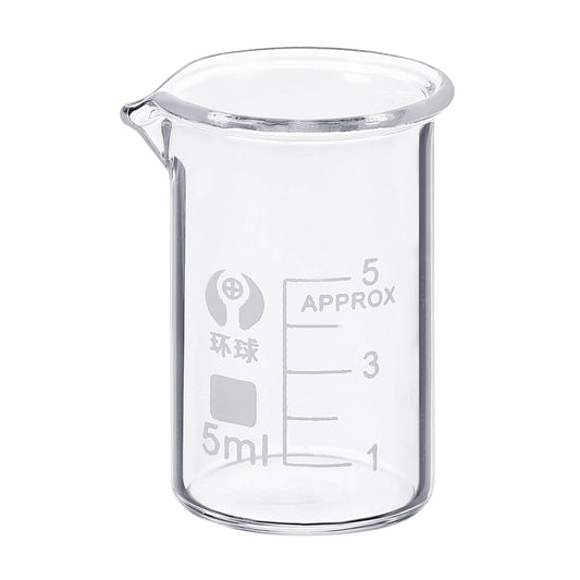 PATIKIL 10ml Low Form Glass Beaker, 3.3 Borosilicate Glass Graduated Printed Scale Measuring Cups with Spout for Kitchen Lab Liquids Transit Boiling