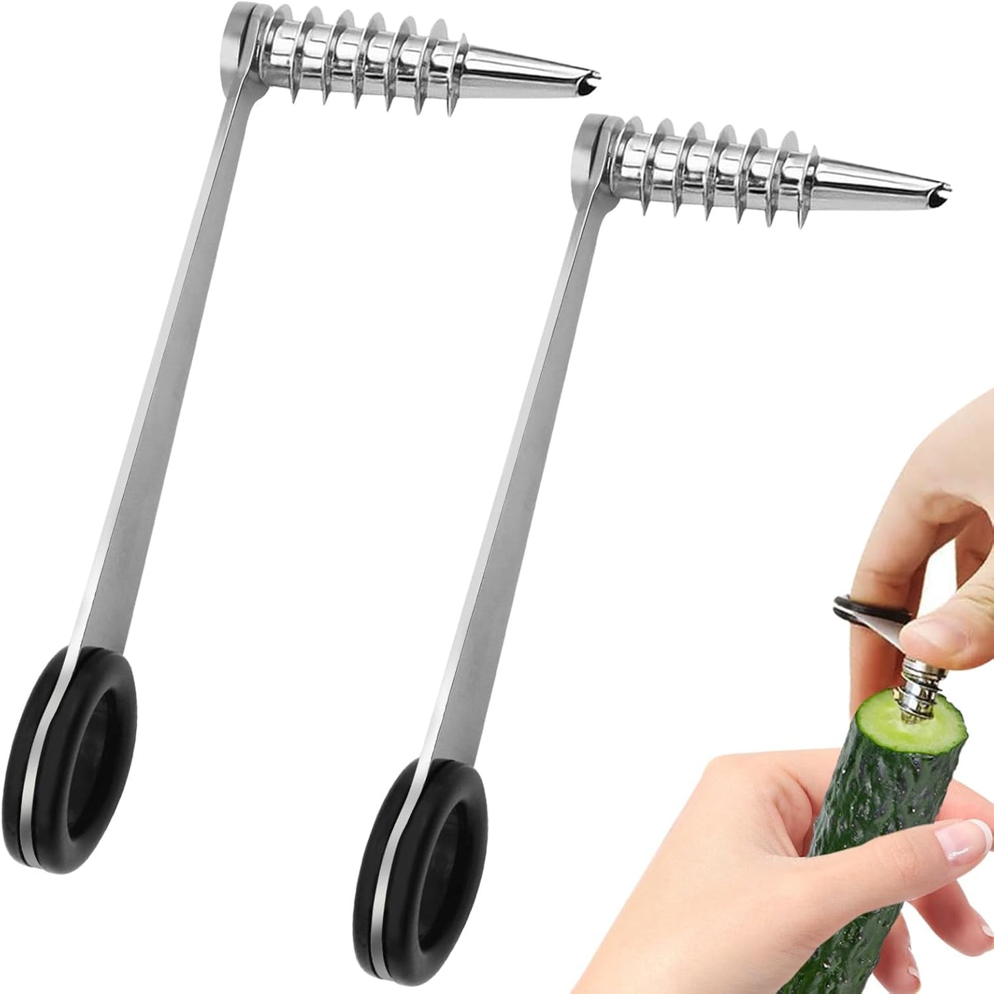Stainless Steel Flower Curler, Piranha Spiral Cutter Tools, Stainless Steel Kitchen Tools, Easy to Clean Suitable for Cutting Zucchini Potatoes Cucumbers Carrots