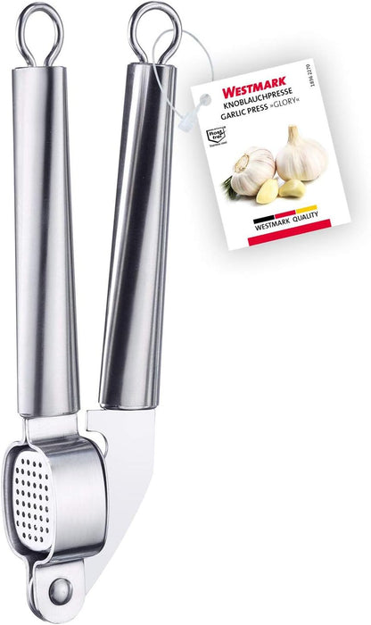 Westmark Germany Multipurpose Garlic Press with Olive Pitter, Nutcracker and Fish Scaler (Grey)