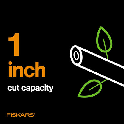 Fiskars Bypass Pruning Shears, 5/8" Cut Capacity Gardening Scissors, Self-Cleaning Sap Groove Prevents Sticking, Non-Slip Grip for Cutting Stems & Branches, Sharp Steel Blades w/ Low-Friction Coating