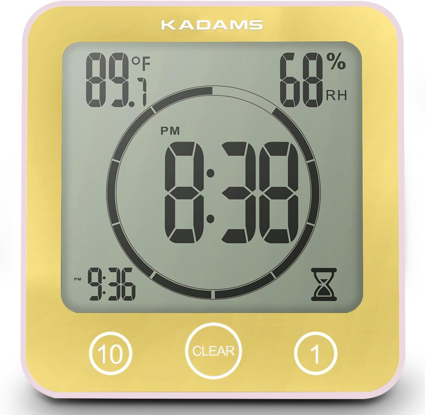 KADAMS Shower Clock Waterproof Bathroom Timer – Digital Wall Clock with Countdown, Magnetic Kitchen Clock with Temperature & Humidity, Suction Cup for Kids Shower Spa Cook Bath (Black)