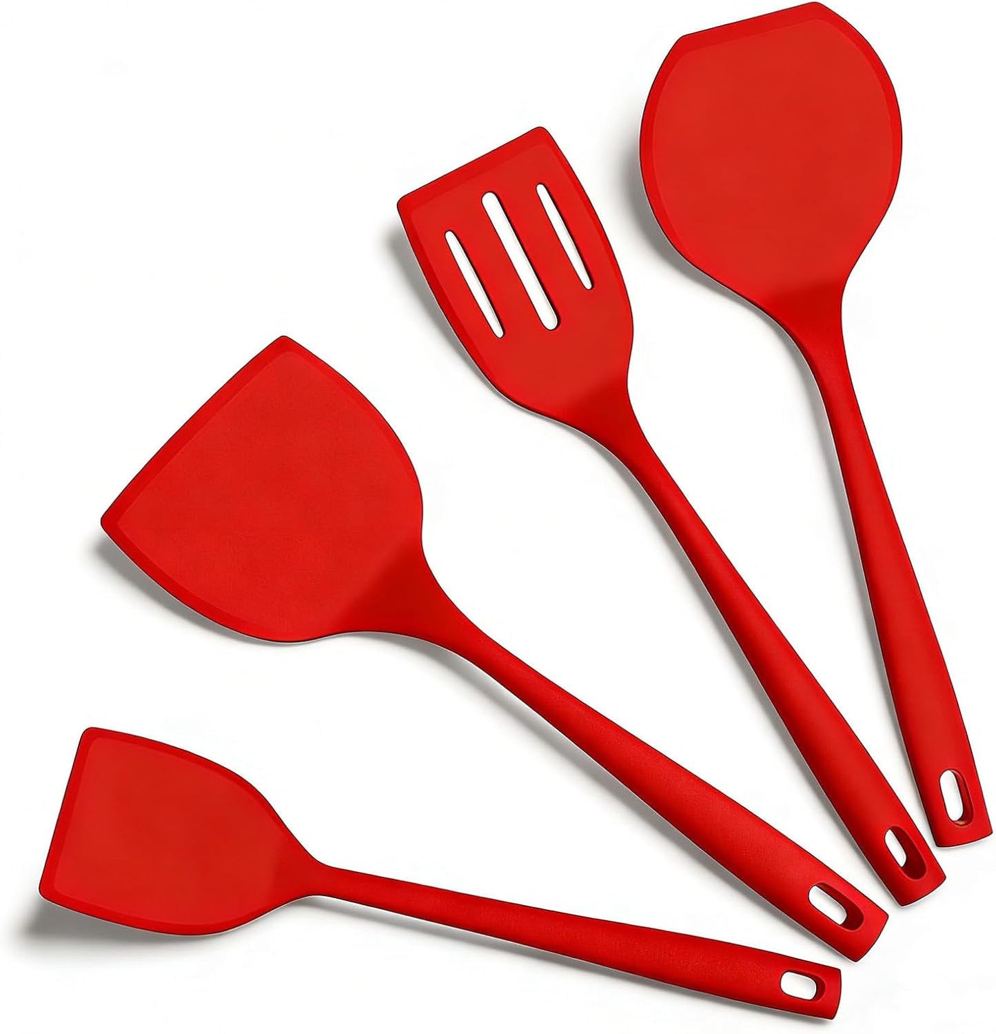 Silicone Spatula Turner Set, 600°F High Heat Resistant Spatulas for Cooking, BPA Free, Large Flexible Kitchen Utensils Flipping Eggs, Pancakes, Fish, Burgers, Dishwasher Safe (4 Pack, Black)