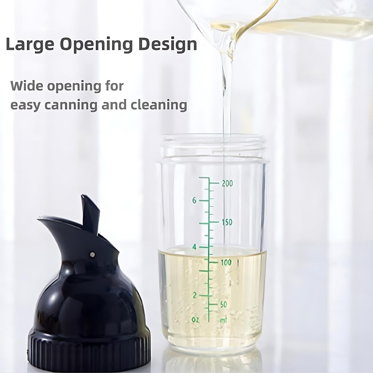 Wokyo Salad Dressing Shaker, Homemade Salad Dressing Bottle Mixer Measure Dripless Pour, Leak-free, Soft Grip, Dishwasher Safe BPA Free (Green)