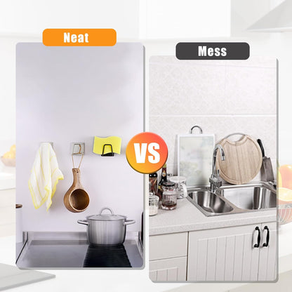 Luckyiren 2-Pack Stainless Steel Sponge Holder for Kitchen Sink - Rustproof Brushed SUS304 Sponge Caddy Organizer, Wall/Surface Mount, Drainage Design, Clutter-Free Storage