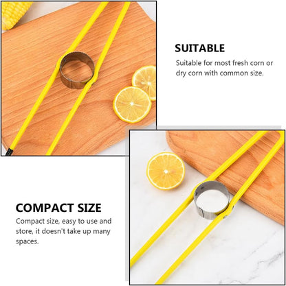 Happyyami Corn Strippers 2-Pack Portable Corn Peelers Stainless Steel Kernel Cutter Tool for Fresh and Dry Easy Removal Compact Kitchen Gadget 10.62In
