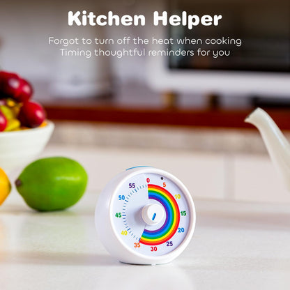 Visual Timer for Kids, 60-Minute Countdown for Classroom Office Kitchen, Desk Timer Kids Time Management Tools with Silent Operation, Pomodoro Timer Rainbow Pattern Purple