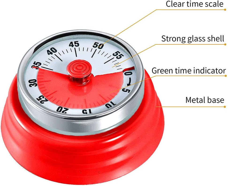 Kitchen Timer, Kitchen Countdown Cooking Reminder No Battery Required Magnetic Time Management Timer, Xmas Gift, Green