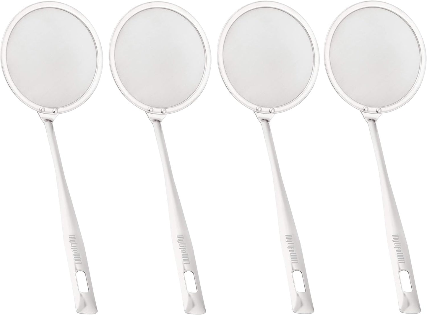 MyLifeUNIT Fine Mesh Strainer, 4 Pack Stainless Steel Skimmer Spoon for Hot Pot Foam and Grease