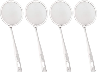 MyLifeUNIT Fine Mesh Strainer, 4 Pack Stainless Steel Skimmer Spoon for Hot Pot Foam and Grease