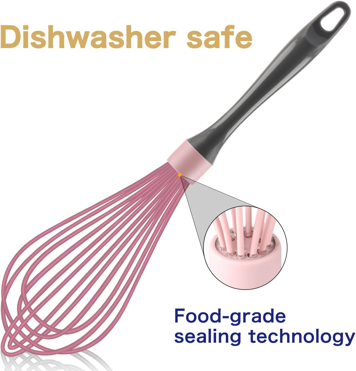 OYV Dishwasher Safe Whisk, Professional Whisks for Cooking Non-Scratch, Stainless Steel & Silicone Wisk, Plastic Rubber Whisk Tool for Nonstick Cookware Pans, Heat Resistant,12-Inch, Grey