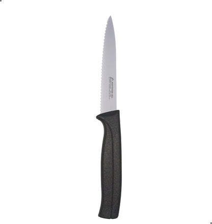 Tomato Knife - MATTSTONE HILL 5 Inch Serrated Kitchen Utility Knife, Serrated Cheese Tools, German X50CrMoV Steel, Red Handle