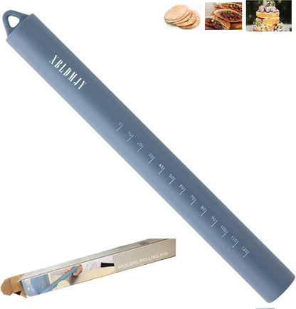 Small stainless Steel Inner Core Silicone Rolling Pin Non-stick Dough Roller (Green)