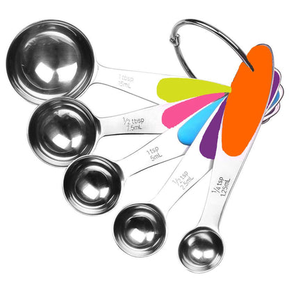 Magnetic Measuring Spoons Set, 9-Piece Stainless Steel with Leveler, Stackable Double-Sided Spoons, Black