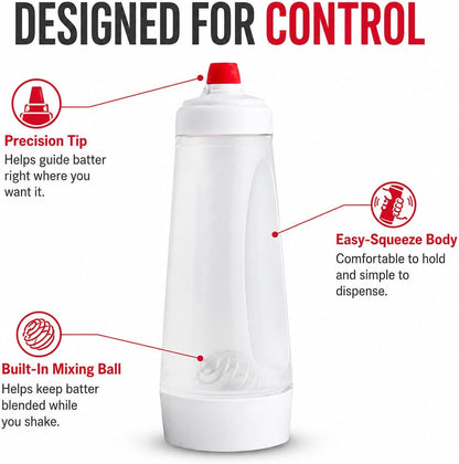 Pancake Batter Dispenser, Silicone Squeeze Pancake Mix Dispenser, Kitchen Pancake Batter Dispenser Bottle, Pancake Batter Mixer for Pancakes, Crepes, Waffle, Muffins, Cupcakes