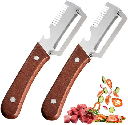 Premium Vegetable Peeler, Multi-Functional Vegetable Peeler with Wooden Handle and Bottle Opener, Kitchen Gadgets Tool for Fruit Pumpkin Peeling Carrot Potato Veggie Peeler (2PCS)