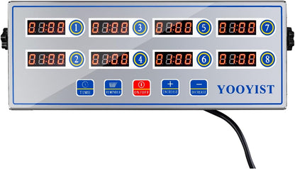 Precision Kitchen Timers for Cooking – 8 Channel Commercial Kitchen Timer Restaurant Kitchen Supplies – Stainless Steel Digital LED Chef Cooking Timer – Reminder Function, Loud Alarm, Black