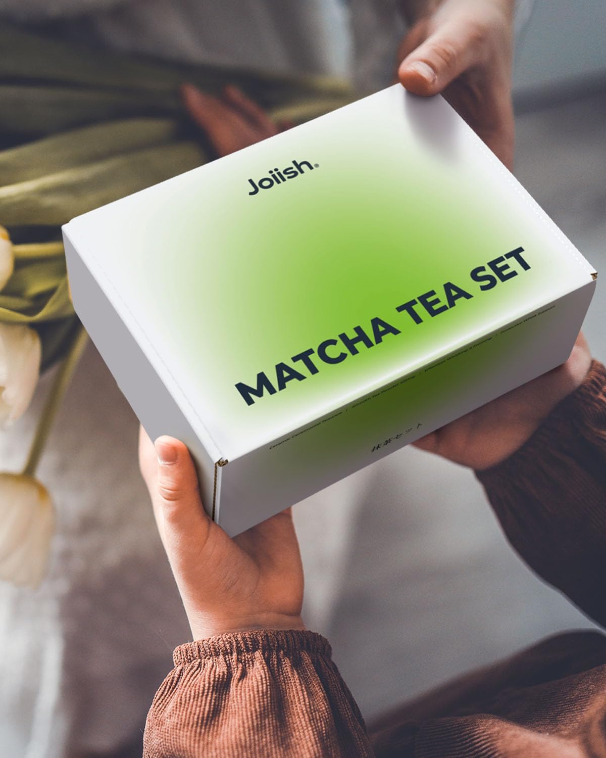 Joiish Matcha Whisk Set, Matcha Kit 10-Pcs, Bamboo Whisk and Ceramic Bowl with Spout & Measuring Spoon & Cup, Japanese Ceremony Matcha Tea Powder Making Tools, Light Green
