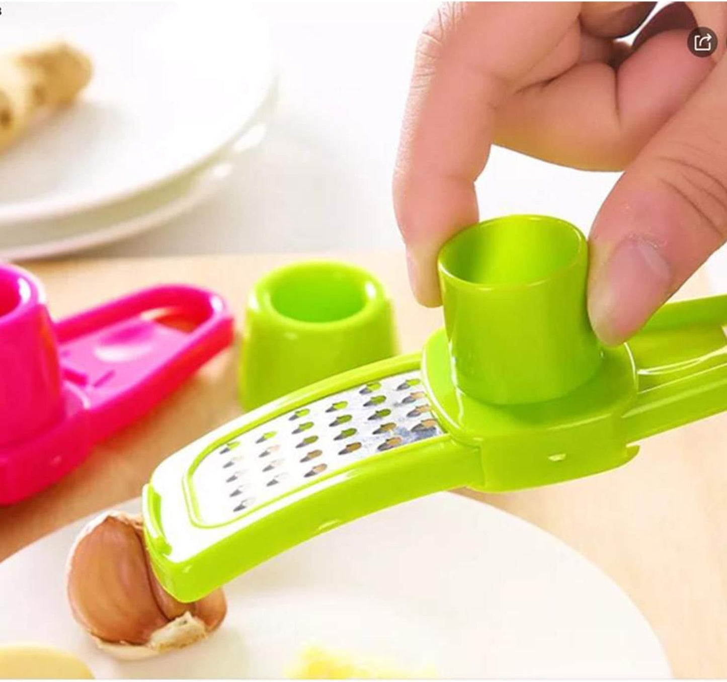 Angel's Peel Lounge Multipurpose Garlic Mincer and Garlic Crusher - Easy Squeeze Clean Garlic Press, Dishwasher Safe Sturdy Tool Compact and Portable Design for Extracts More Paste Per Clove - Pink