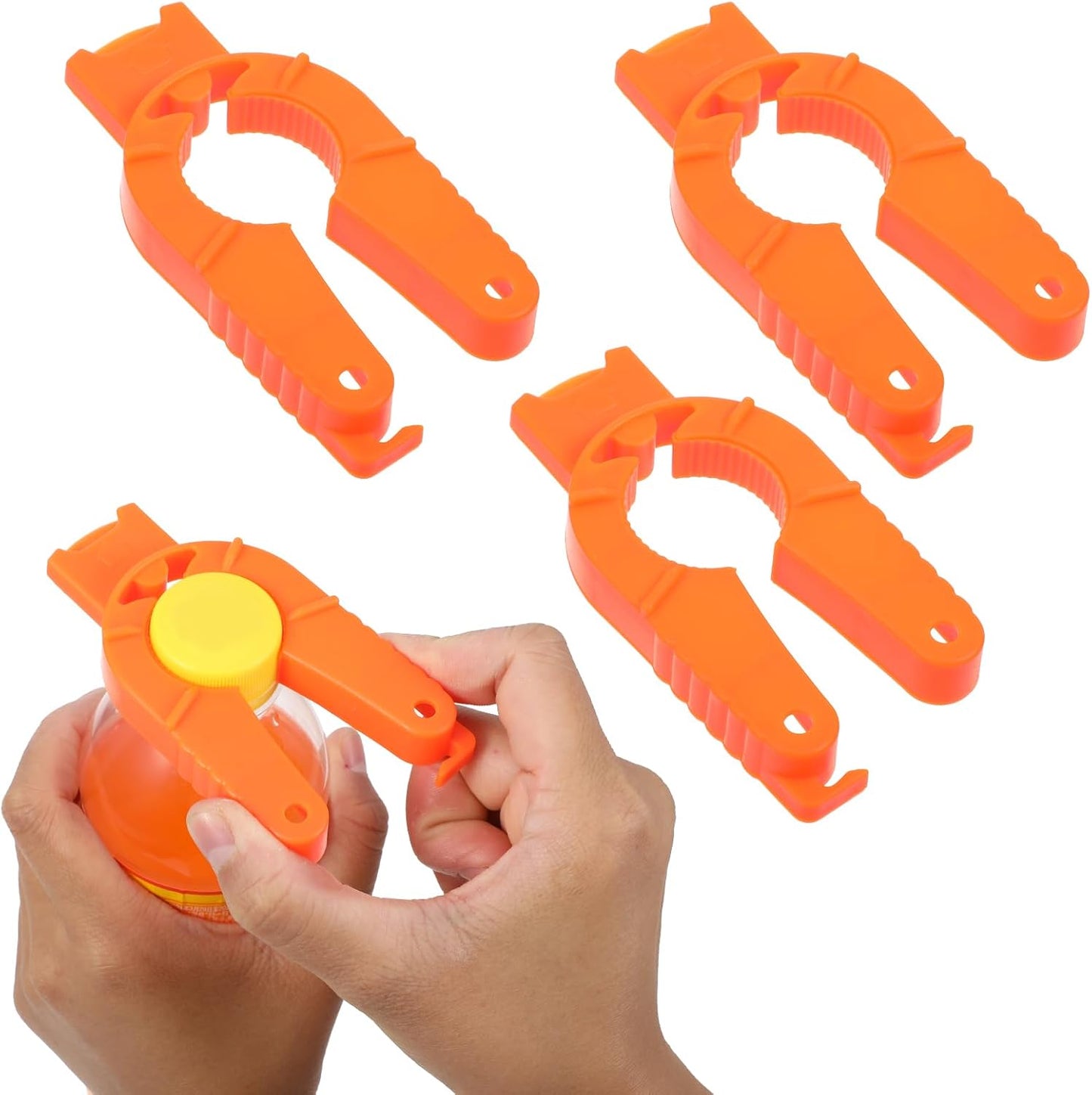 Plastic Bottle Cap Opener,3 Pack Water Bottle Opener,Orange Soda Can Opener,3 in 1 Multi-Purpose Water Bottle Opener for Arthritic Hands,Seniors