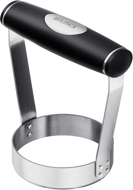 HULISEN Plain Edge Food Chopper, 3 Inch Manual Hand Chopper Dicer, Stainless Steel Round Handheld Food Cutter with Grip Handle, Chop Cabbage, Boiled Egg, Nut, Fruit, Vegetable, Meat for Salad