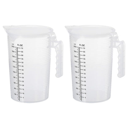 PATIKIL Graduated Beaker, 2 Pack 100ml PP Plastic Liquid Measuring Cup Double Sided Black Graduations with Handle Lid and Spout for Lab Kitchen Home