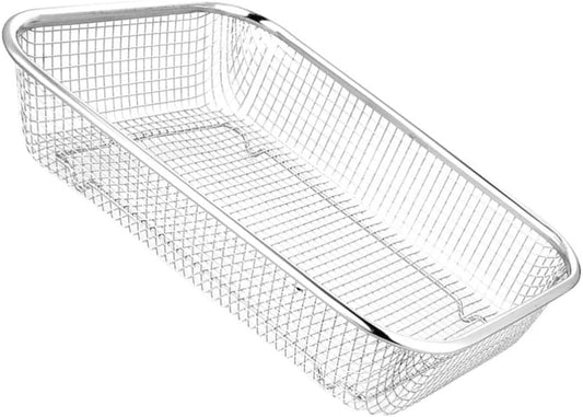 Angoily Stainless Steel Fruit Basket Rectangular Mesh Strainer Multi-Function Draining Basket for Kitchen Vegetable Washing 14.56X10.62X2.95In