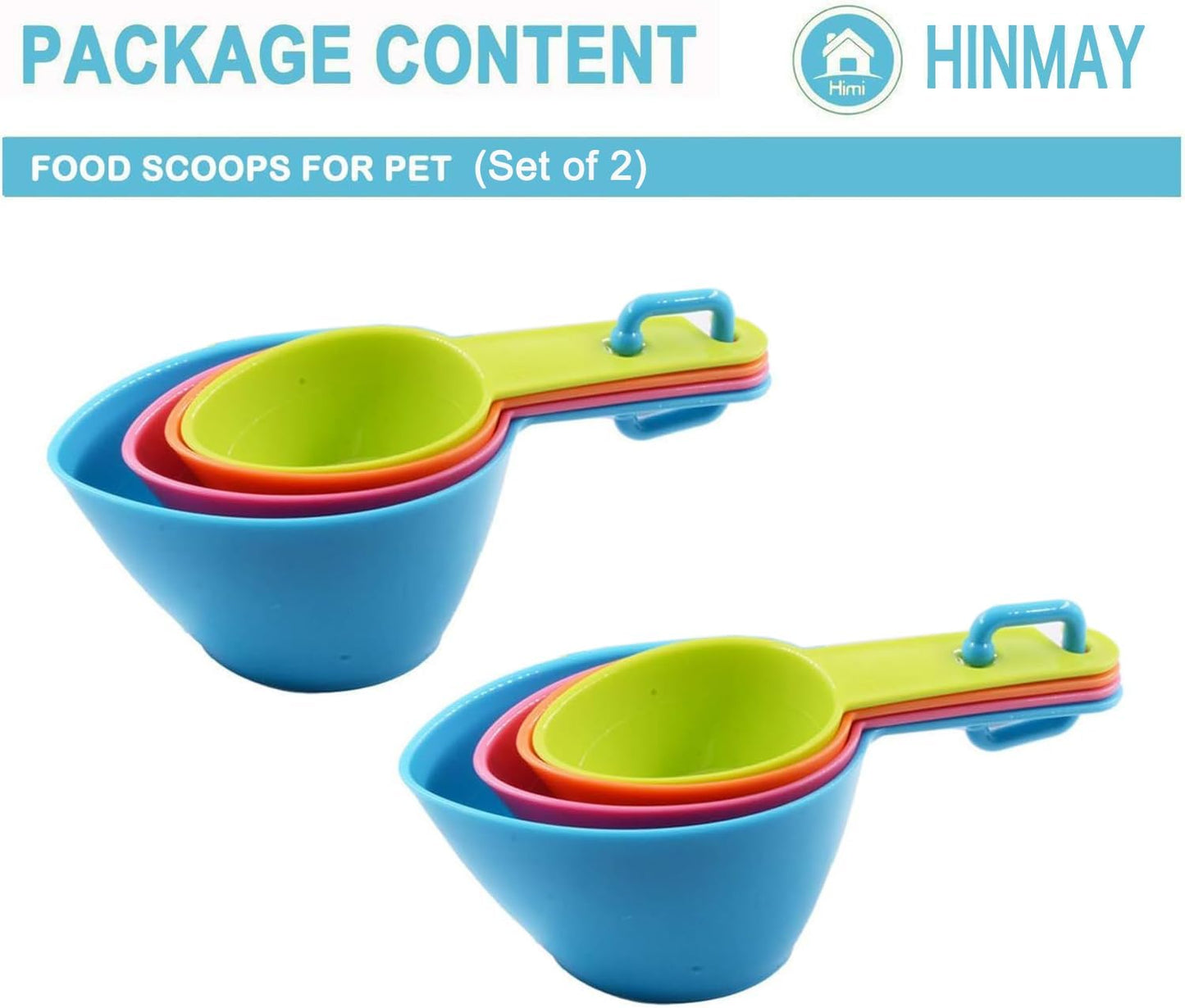 HINMAY Pet Food Scoops Plastic Measuring Cups Set for Dog Cat and Bird Food (Random Color)