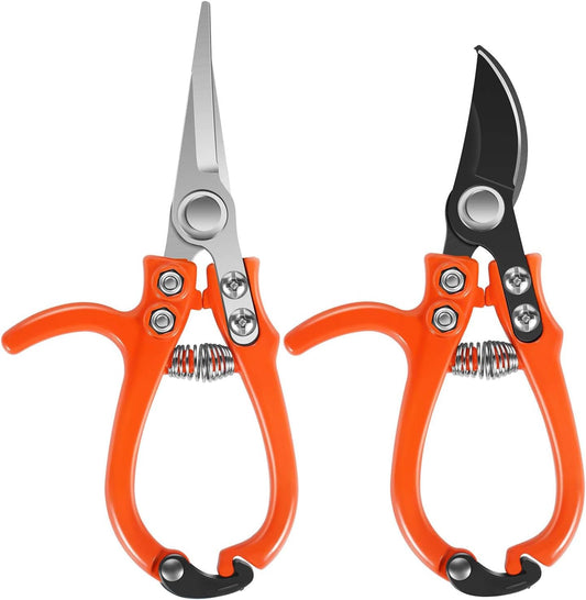 6.7" Lightweight Pruning Scissors, Garden Snips with Straight Stainless Steel Blades and Needle Point Tip, Gardening Trimmers for Flower stems, Herbs, Small Plants, Buds