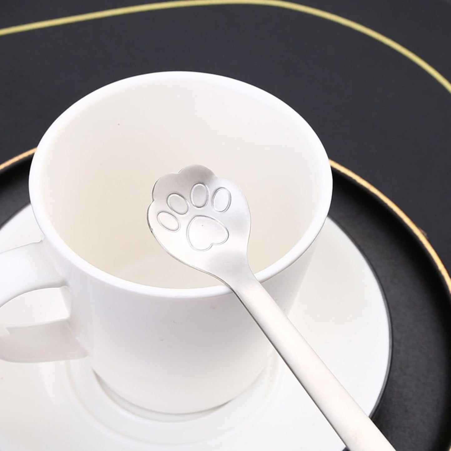 3 Pcs Cat Paw Spoon Stainless Steel Cat Paw Coffee Spoons Milk Drink Stirring Spoon Cat Cartoon Dessert Spoons Set for Ice Cream Coffee Milkshakes Juice Tea