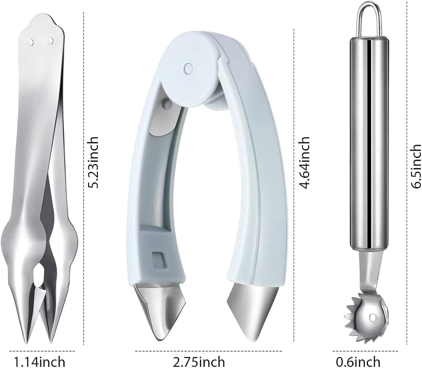 Strawberry Hullers Remover Multifunctional Pineapple Stem Corer Tool Tomato Pineapple Eye Corer Eye Peeler Kitchen Gadget Tool (Gray)