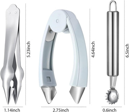 Strawberry Hullers Remover Multifunctional Pineapple Stem Corer Tool Tomato Pineapple Eye Corer Eye Peeler Kitchen Gadget Tool (Gray)