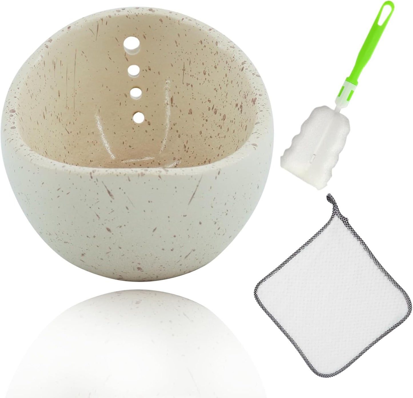 Herb Stripper,Herb Stripping Bowl Ceramic Pottery, Handmade Ceramic Herb Stripping Mug, Handmade Herb Stripping Tool for,Comes With a Cleaning Brush And A Cleaning Cloth