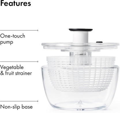 OXO Good Grips Salad Spinner - Large, Green Lettuce & Fruit Washer, BPA-Free, Easy One-Hand Pump