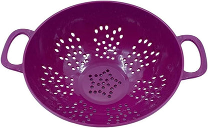 Heavy Duty 6 Inch Food Colander,Large Capacity Vegetable Strainer with Double Handles,Plastic Multipurpose Fruit Draining Basket for Kitchen(Purple)
