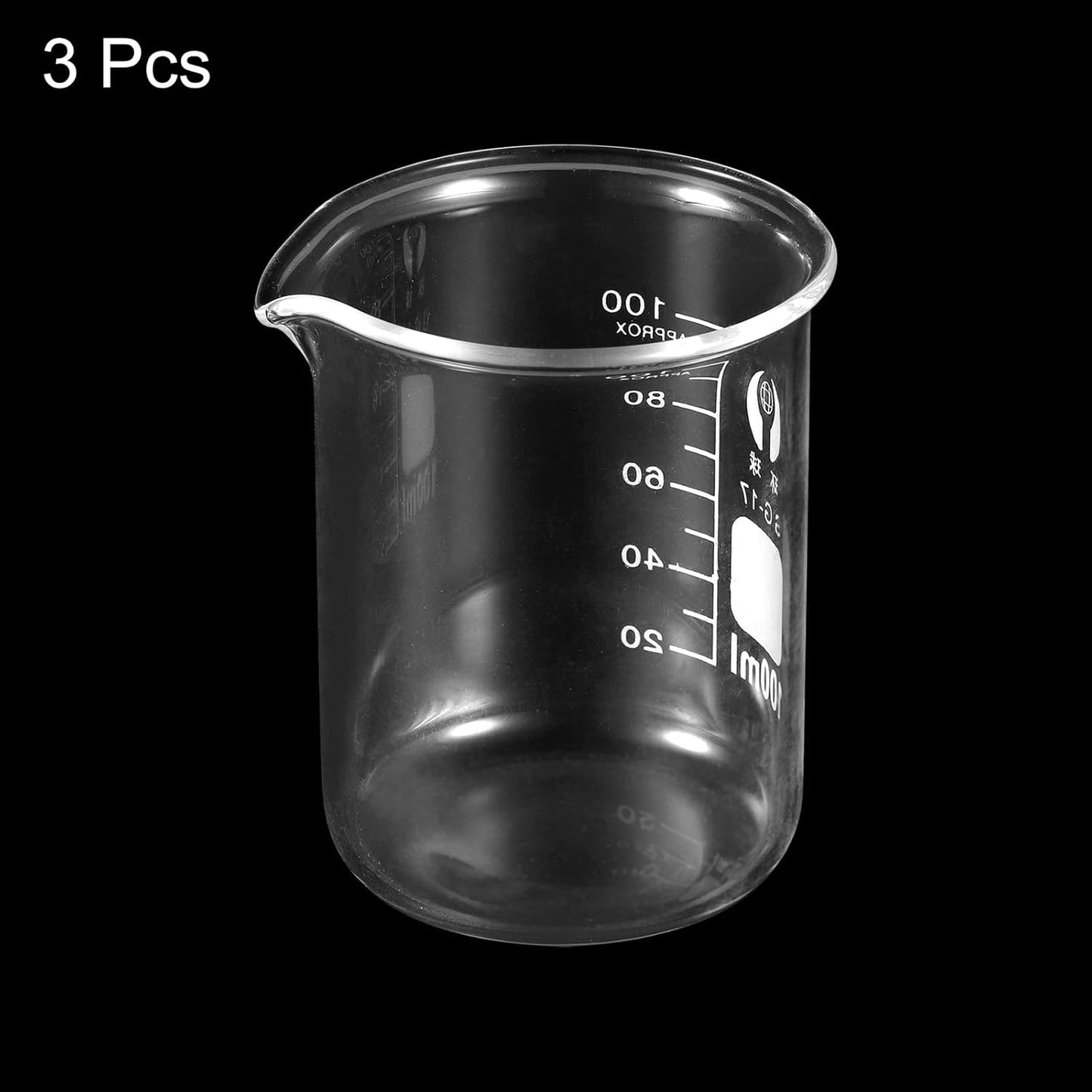 PATIKIL 3Pcs 10ml Low Form Glass Beaker, 3.3 Borosilicate Glass Graduated Printed Scale Measuring Cups with Spout for Kitchen Lab Liquids