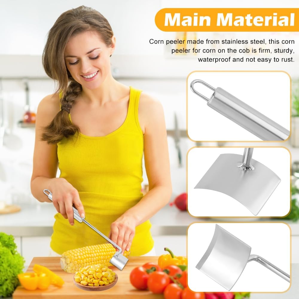 Corn Peeler, Corn Cutter, Corn on the Cob Remover, Easy Clean Corn Cob Peeler, Splitter Tool Corn Peeler Handheld Stainless Steel With Hanging End Spade Shaped For Home Kitchens