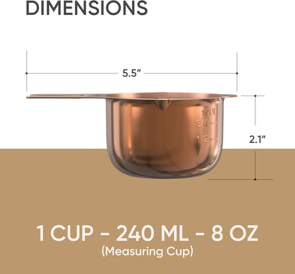 Color Up 2 Cup Measuring Cup, 480ml Stainless Steel Metal, Easy-Pour Spouts, Engraved Markings, Flat Base, Dishwasher Safe, for Dry and Liquid Ingredients