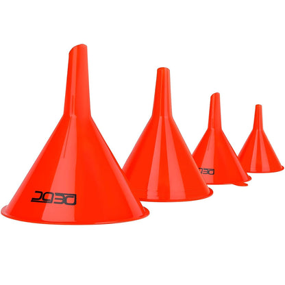DEDC Oil Funnels, Plastic Gas Funnels Set for Car, Automotive, Kitchen, Mini Small Large Red (8pcs)