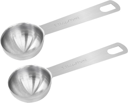 2Pcs 2/3 Tablespoon (2/3 Tbsp | 2 Tsp | 10 Ml | 10 Cc) Stainless Steel Measuring Spoons, 2 Teaspoon Metal Single Measuring Spoon for Measuring Coffee Powder, Grains and Loose Tea