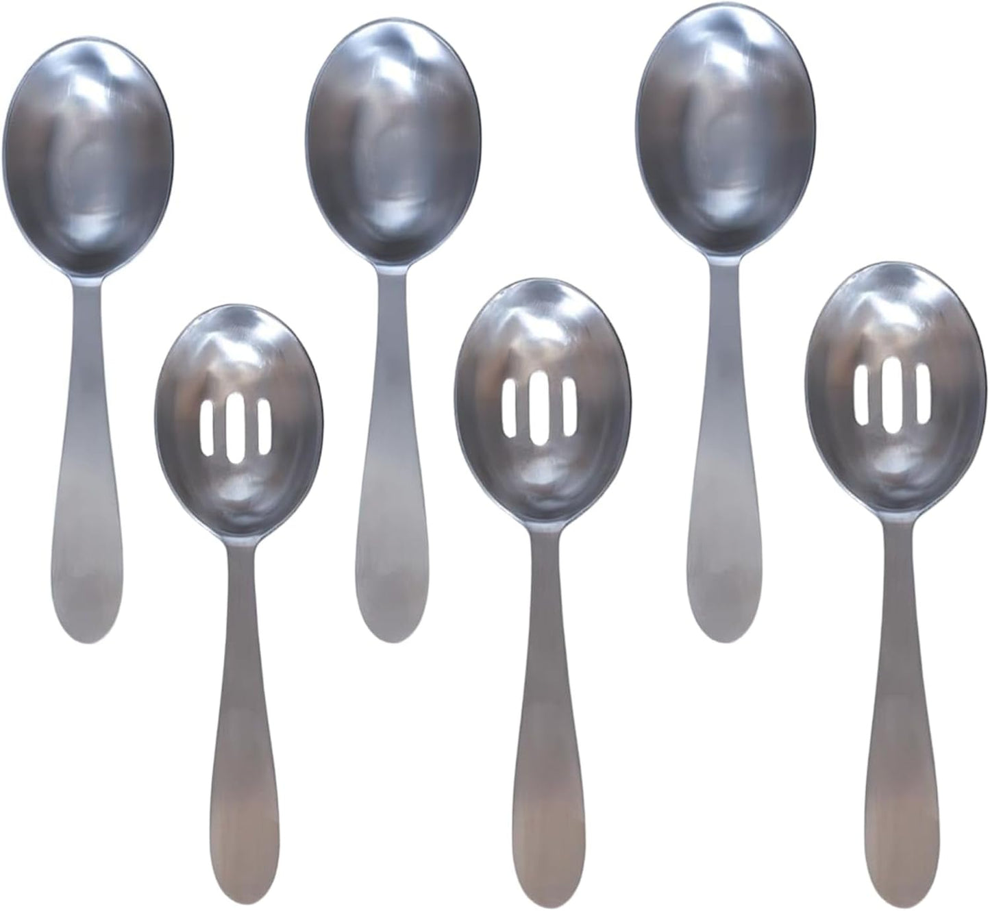 Darware Portion Control Serving Spoons Set (6pc) – Stainless Steel 1/4, 1/3, 1/2 Cup Sizes – Solid & Slotted Kitchen Utensils for Meal Prep, Cooking & Healthy Eating