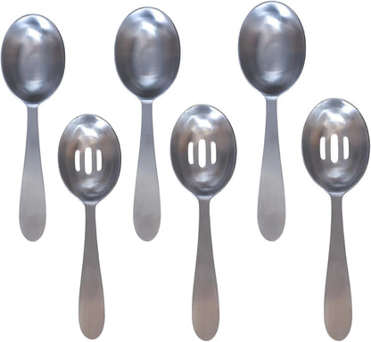 Darware Portion Control Serving Spoons Set (6pc) – Stainless Steel 1/4, 1/3, 1/2 Cup Sizes – Solid & Slotted Kitchen Utensils for Meal Prep, Cooking & Healthy Eating