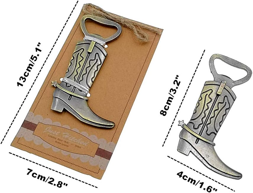 Cowboy Boot Bottle Opener for Wedding Party Favor (12pcs,Gold Tone)