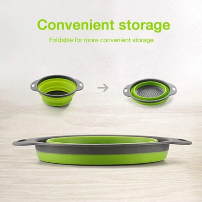 Collapsible Silicone Colander Set of 2 (Large & Small) (Green)