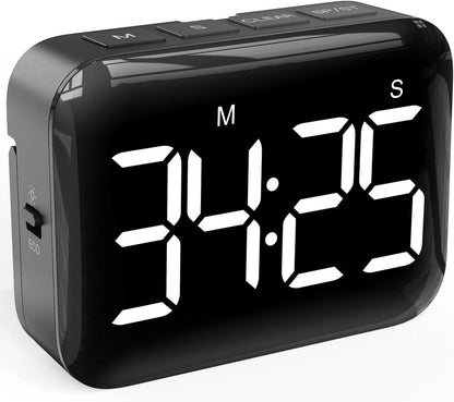 VOCOO Magnetic Kitchen Timer for Cooking with Count Up Countdown, Digital Timer Battery Powered with Large Display, 2 Brightness and Volume Levels for Classroom, Teacher, Kids (Red)
